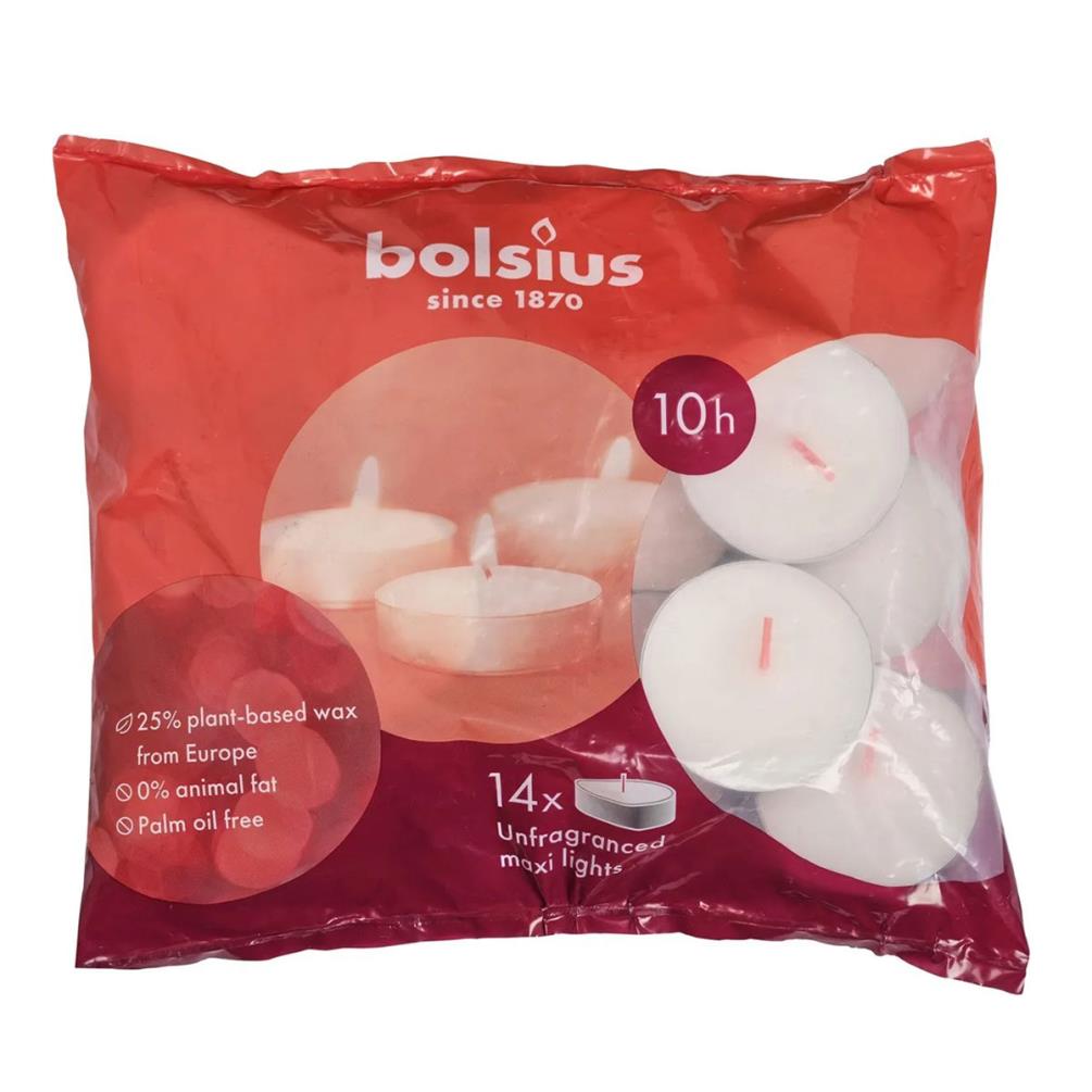 Bolsius Silver Cup 10 Hour Maxi Tealights (Pack of 14) £8.99